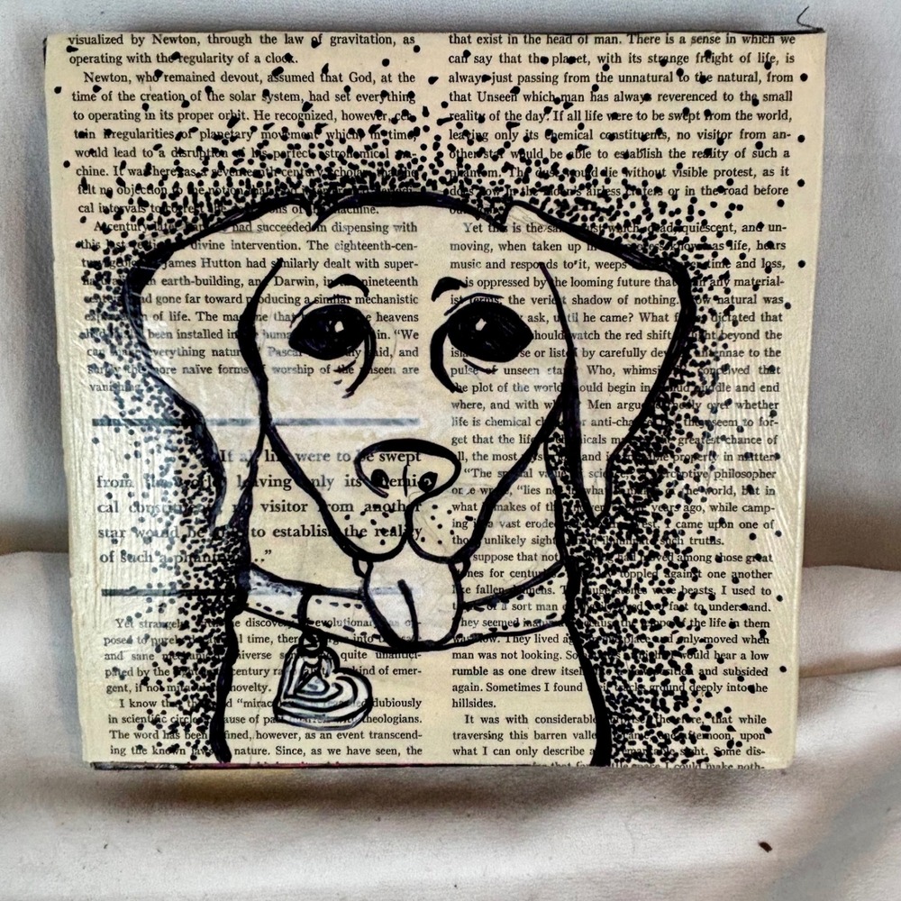 Lab Dog Mixed Media Book Page Art 8x8 Canvas